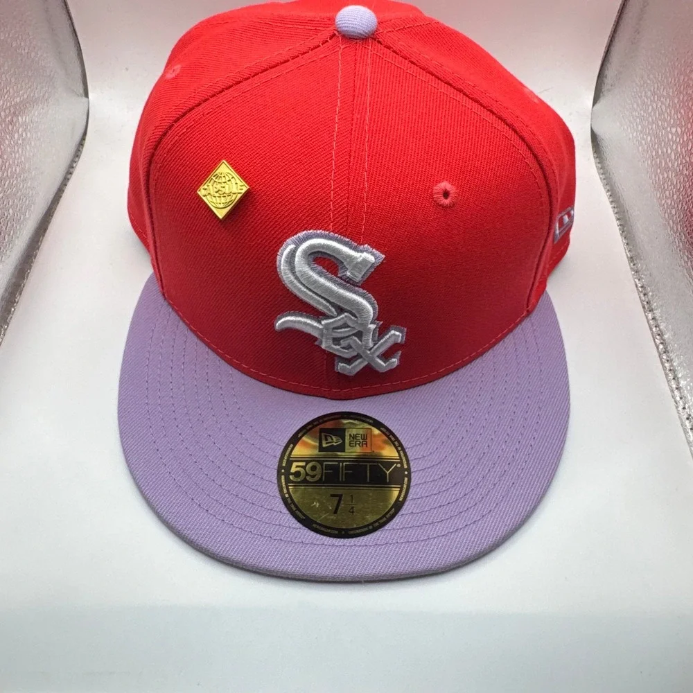 New‎ Era 59FIFTY Chicago White Sox Hat 7 1/4 Red Lavender 2 Tone Color Pack
